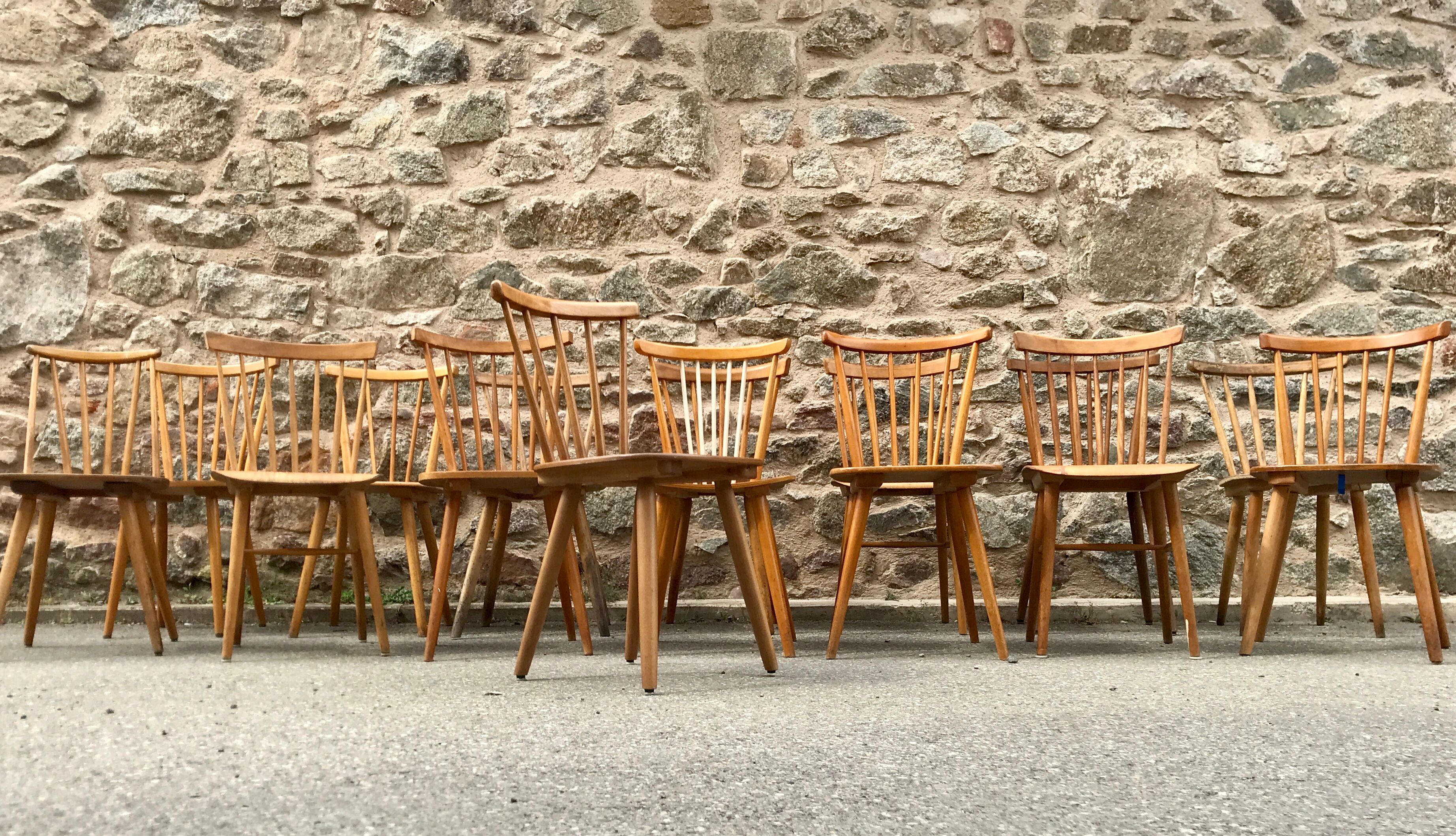 Series of 15 scandinavian bistro chairs