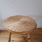 Rattan and rope coffee table