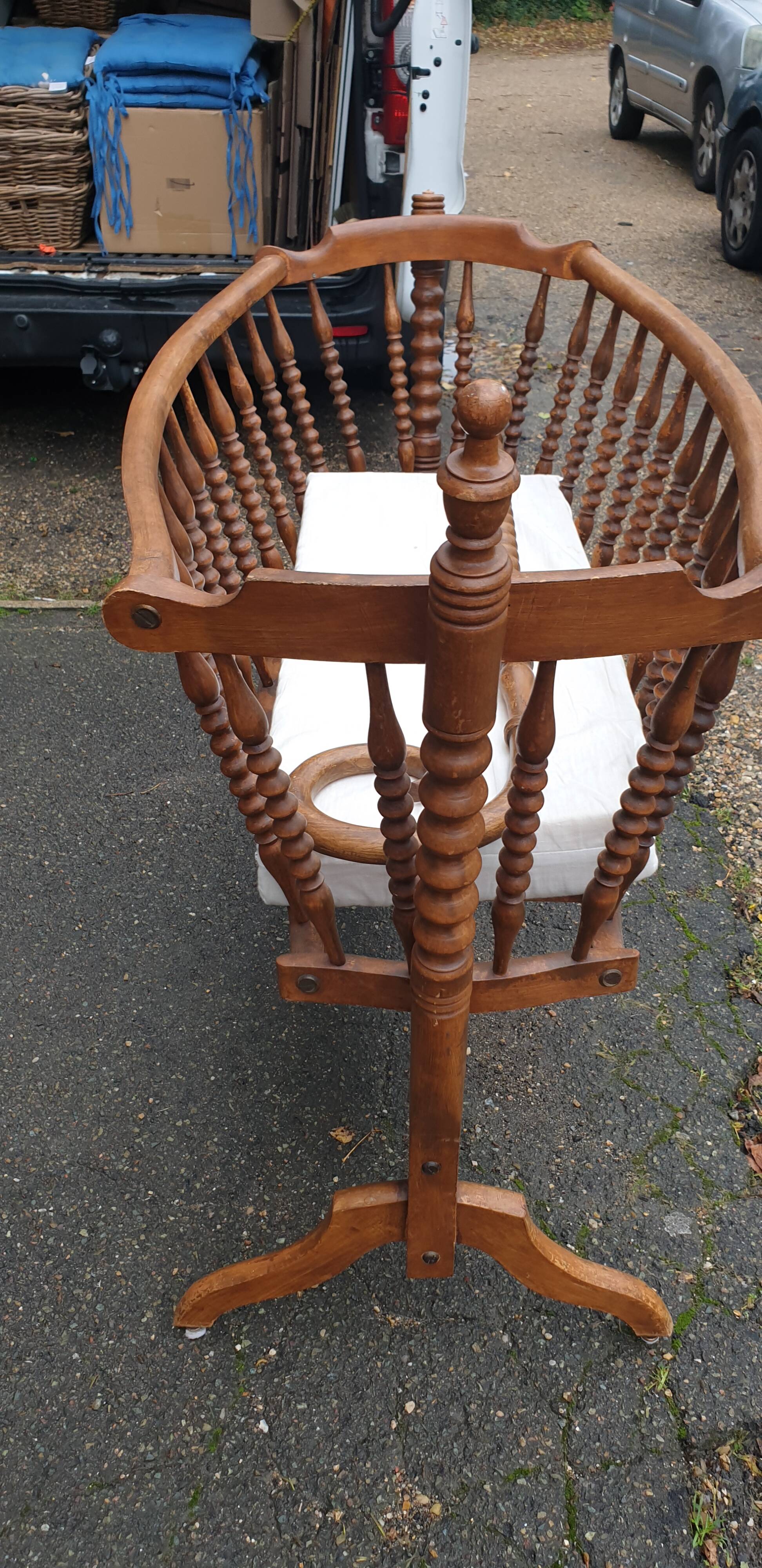 Turned wooden cradle half 20th century