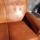 Sofa club leather 3 places buttoned back finish studded and velvet