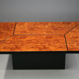 Coffee table in magnifying glass of elm by Paul Michel