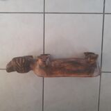 Foot rest in solid wood, dog form