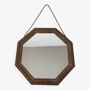 Octagonal wooden mirror