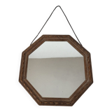 Octagonal wooden mirror