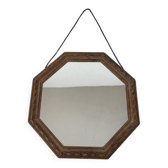 Octagonal wooden mirror