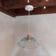 Vintage pendant light in blue chiseled glass