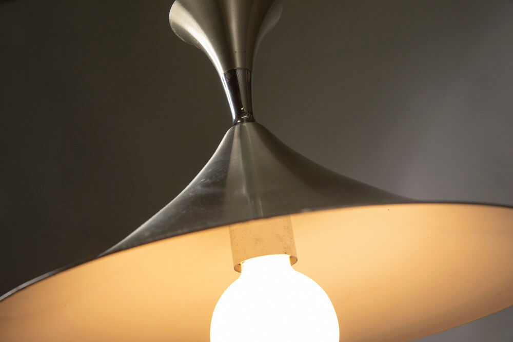 Scandinavian suspension lamp in brushed aluminum