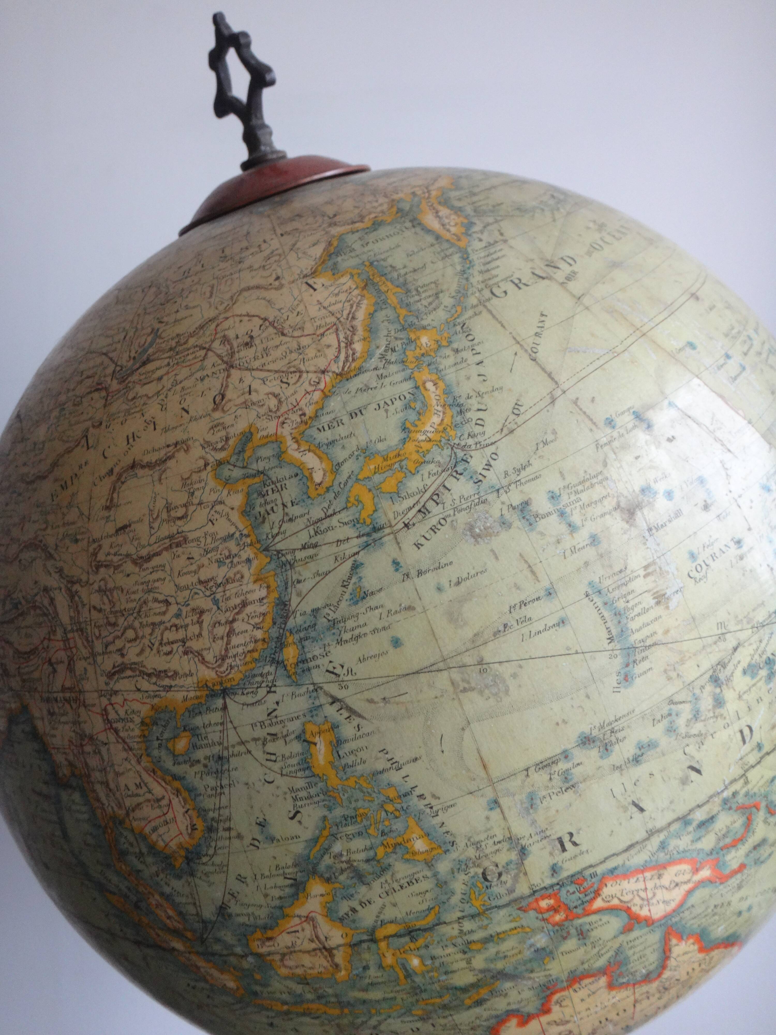 Earth globe l lebegue world map with cast 60cm paris xix
