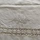 Antique tablecloth, English embroidery and "CD" monogram - 120x75 cm - Linen