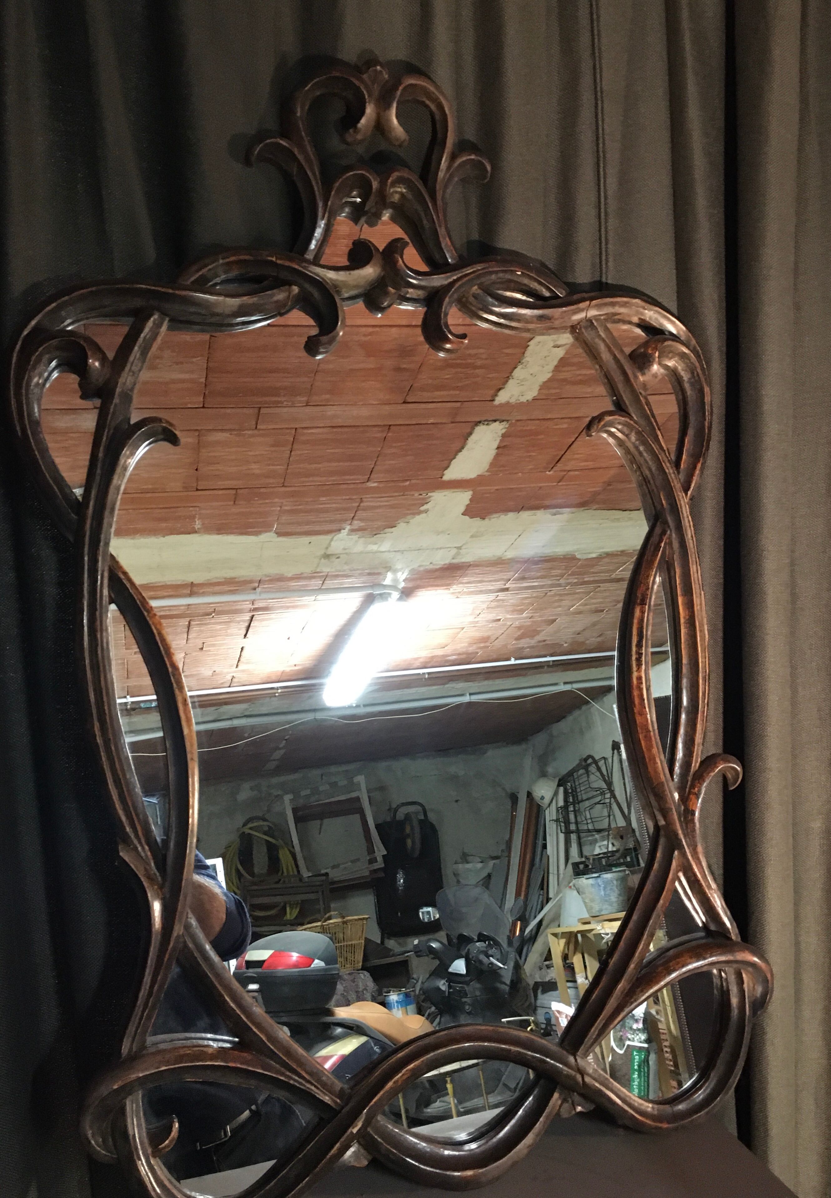 Painted wood mirror  70x100cm