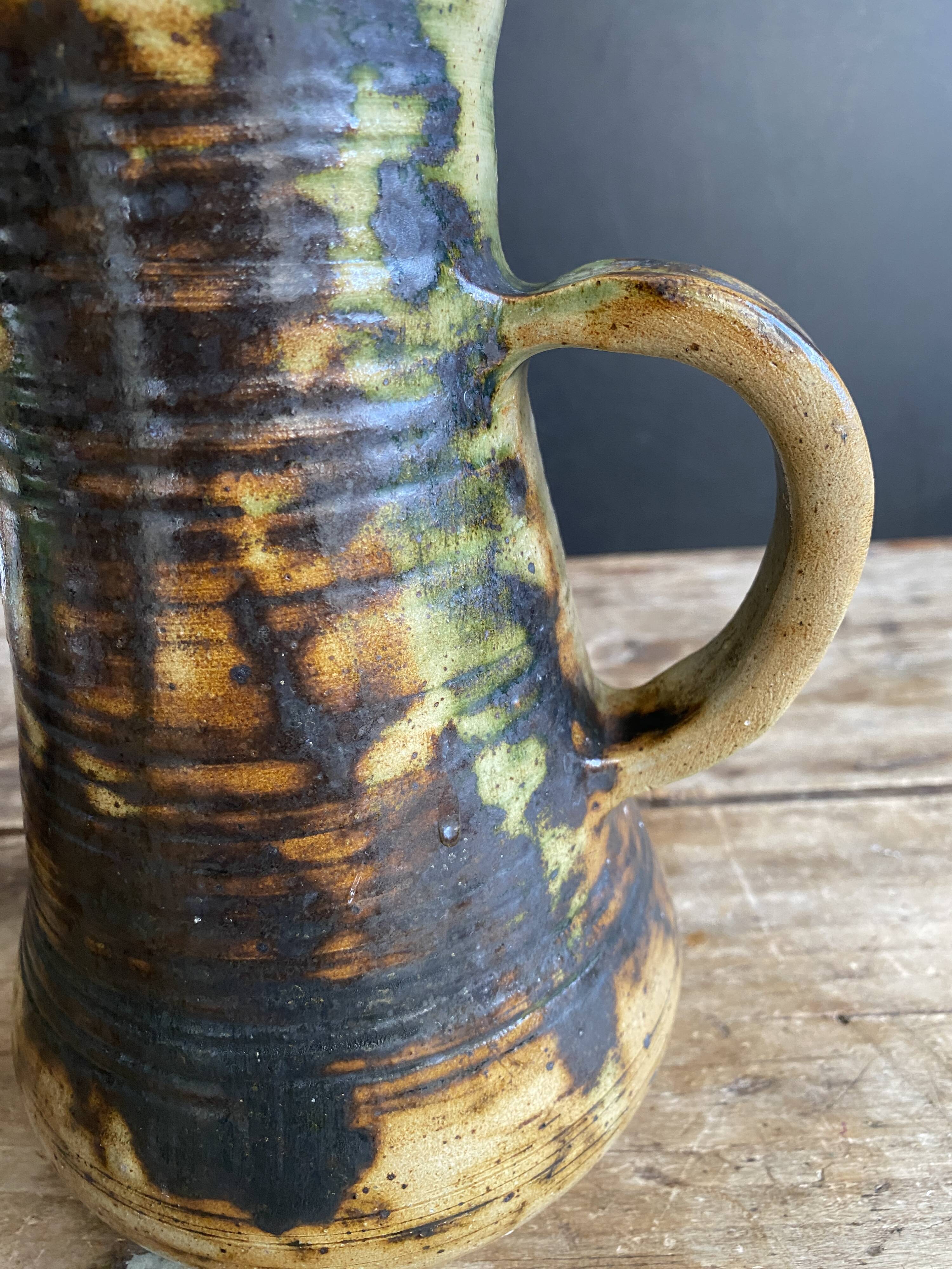 Magnificent pyrite stone jug, unique piece by French ceramist Caty Bie.
