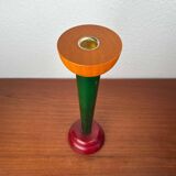 Postmodern yellow, green, red wooden chandelier Monokel by Ikea, 1980s.