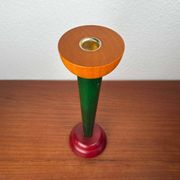 Postmodern yellow, green, red wooden chandelier Monokel by Ikea, 1980s.
