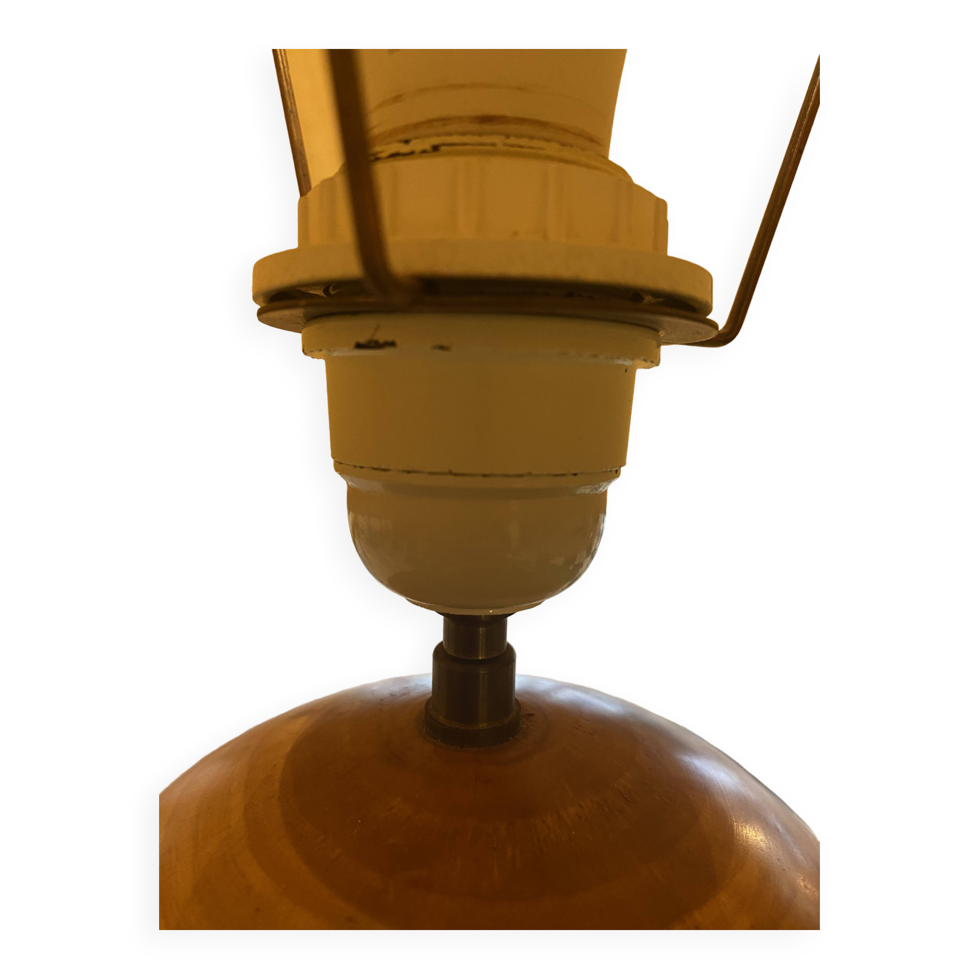 Turned light wood lamp