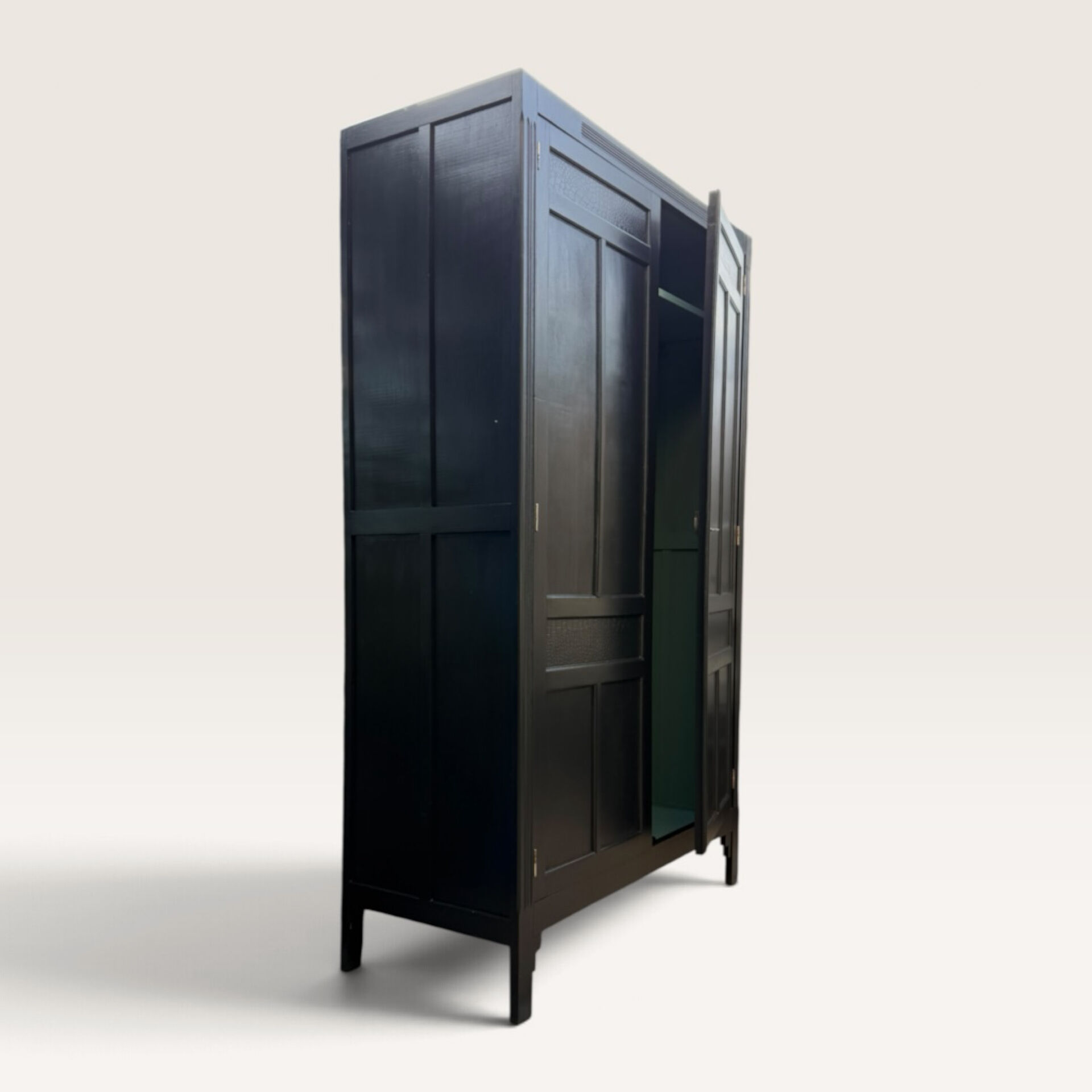 Renovated black Art Deco Parisian wardrobe