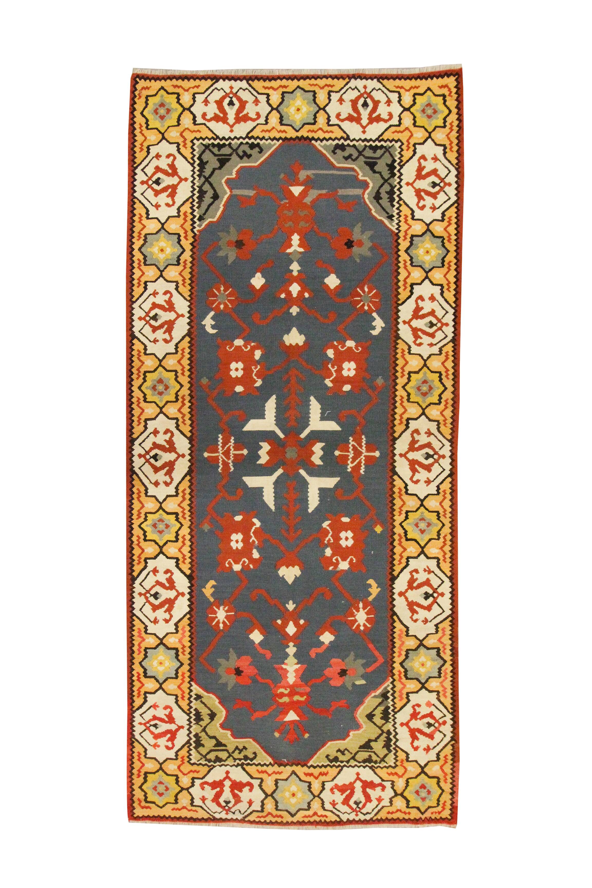 Balkan Kilim Runner Rug, Handmade Flatweave Carpet for Entryway 210 × 95 cm