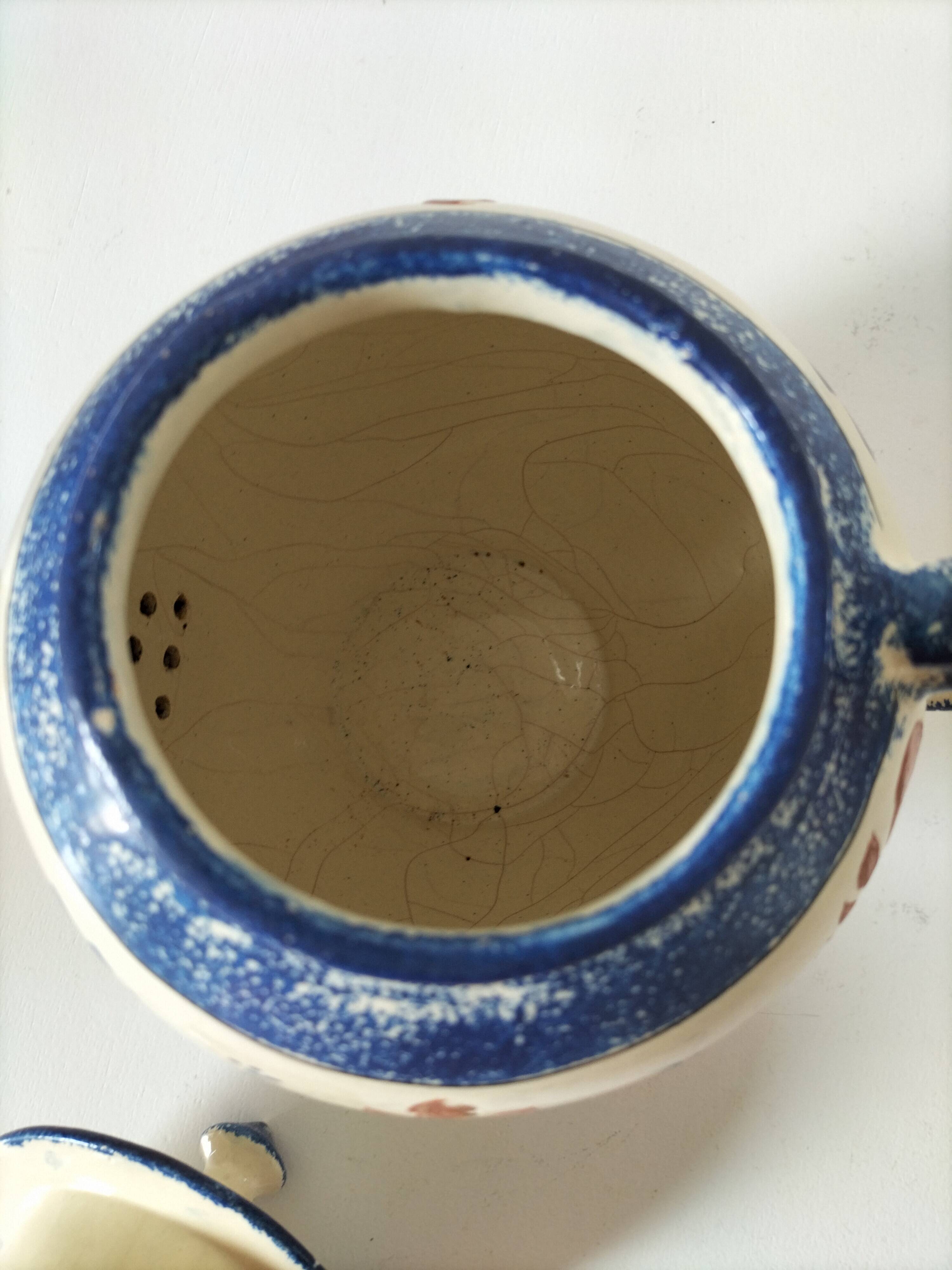 Henriot Quimper teapot – floral relief decoration