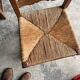 Set of 6 sculpted oak chairs with straw seats – 1950s
