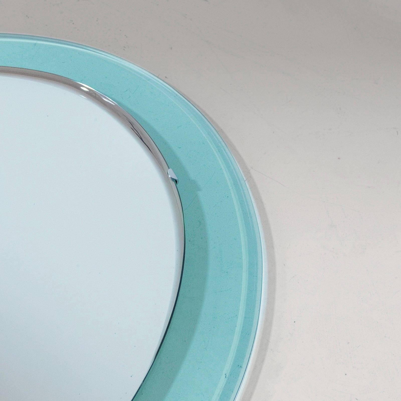 Vintage Beveled Glass Oval Mirror by A. Lupi for Cristal Luxor, Italy 1970