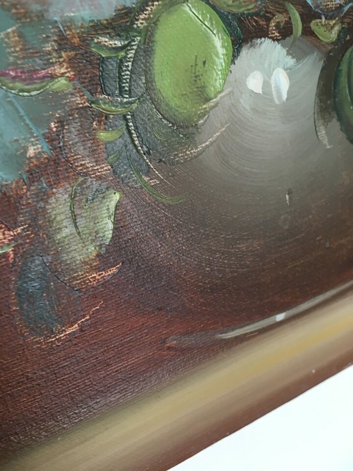 Painting still life bouquet of flowers in a vase.