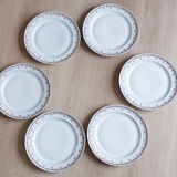 Flat plates (6) in Limoges porcelain