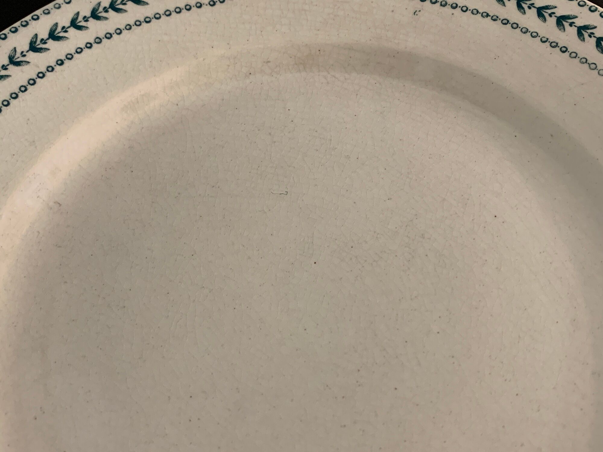 8 flat plates in opaque porcelain from Gien Terre de Fer, model Lauriers, XXth