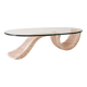 Sculptural coffee table in pink marble and glass, 1970s-80s.