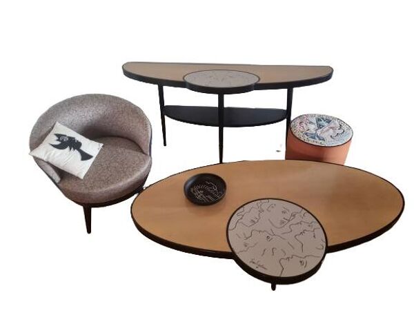 collection complète rare Jean Cocteau pour ROCHEBOBOIS (6 pièces)