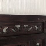 Vintage Indonesian teak shuttered mirror