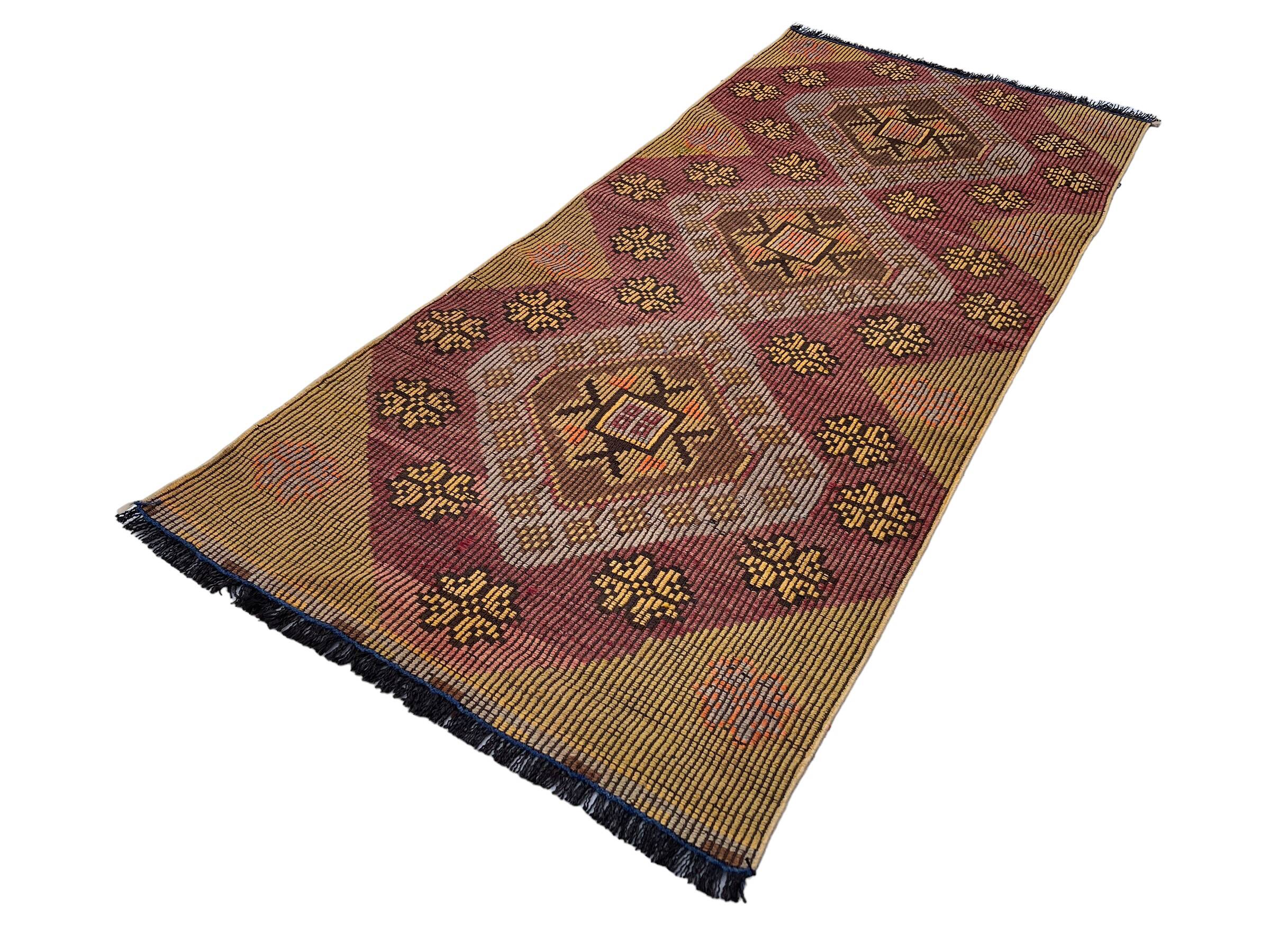 Vintage Turkish Kilim Rug , 226 x 100 cm