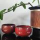 Duo de coupelles vintage en céramique rouge émaillée