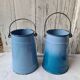 Two enamelled milk jars