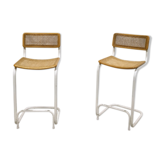 Set of 2 bauhaus style bar stools, 1970s