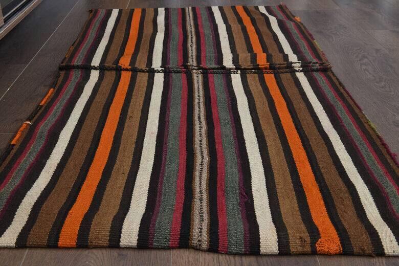 Vintage bath mat - Striped kilim