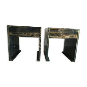 lot de 2chevets en laque - bleu