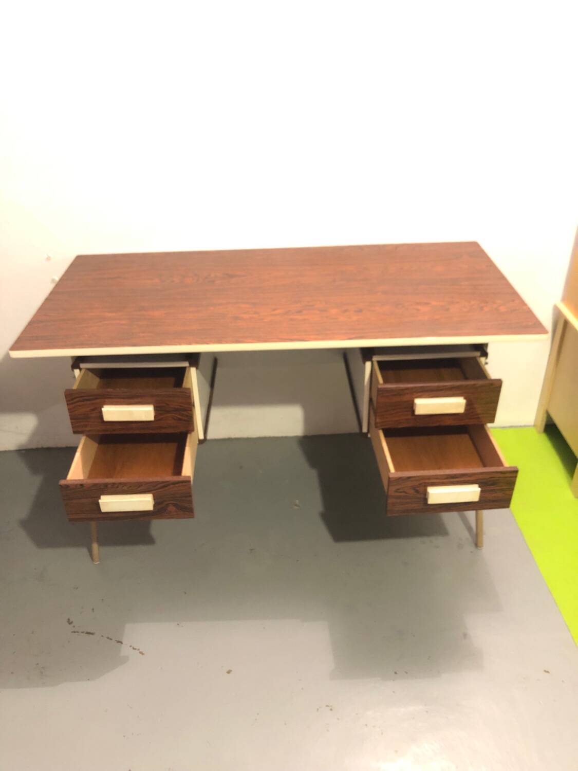 1960 VINTAGE DESK FORMICA METAL TUBING 4 DRAWERS