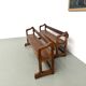 Pair of communal benches in solid oak, 1950s.