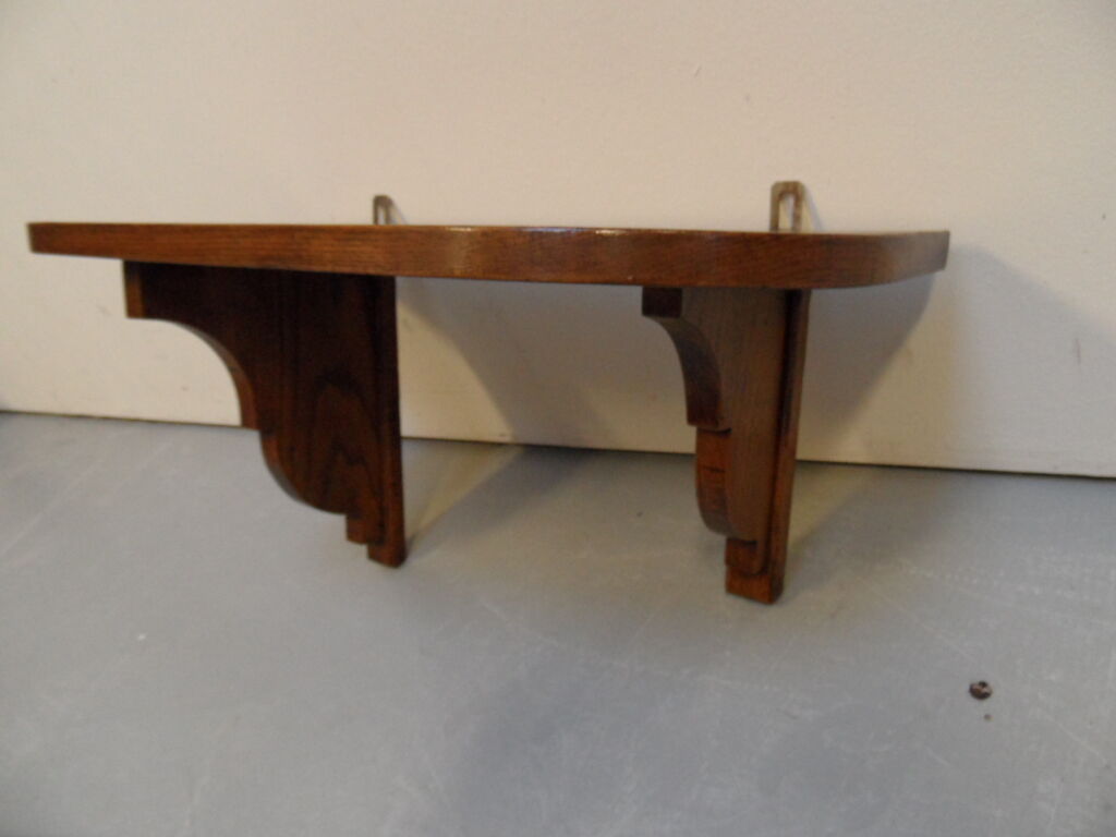 Art deco oak hanging shelf