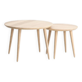 Duo round coffee table in solid Vosges oak