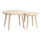 Duo de table basse ronde en chêne massif Vosgien