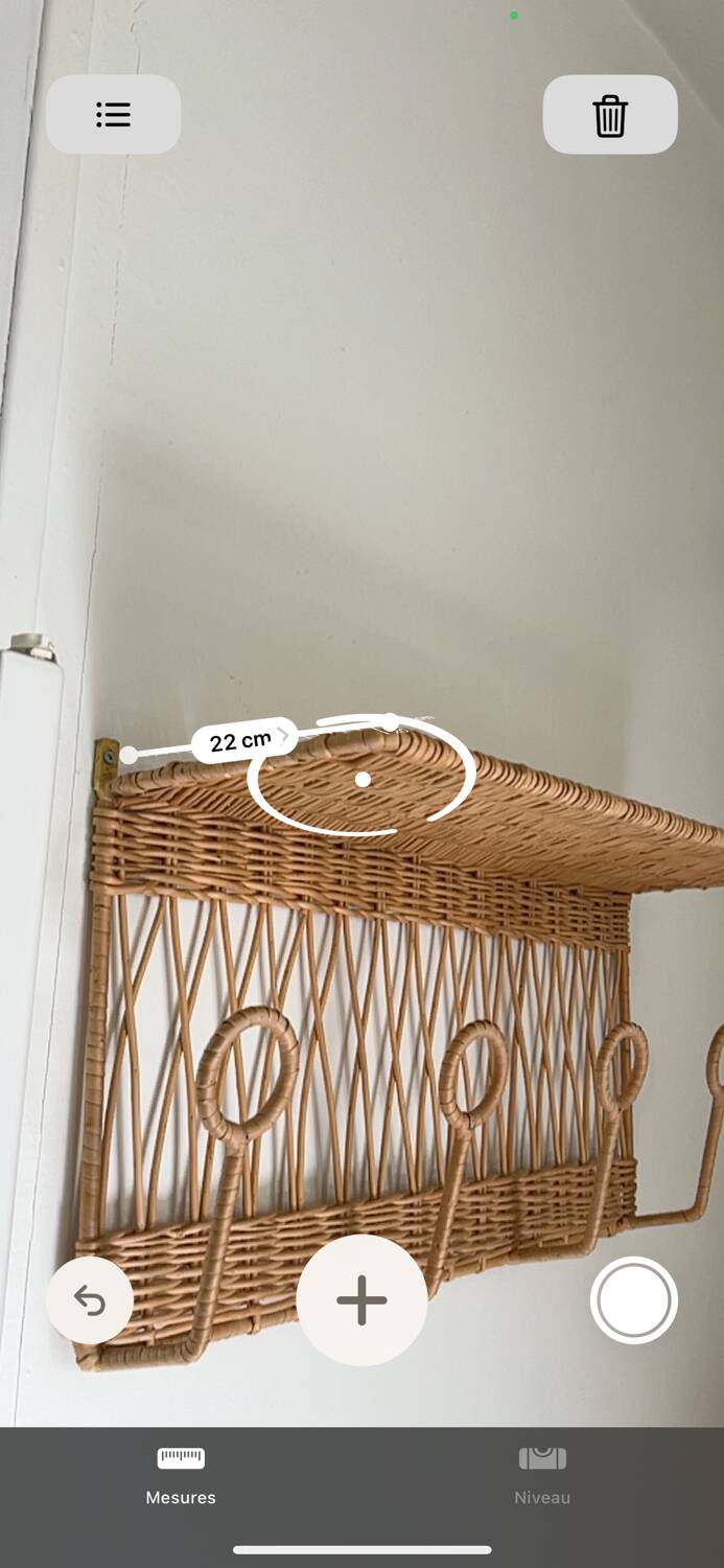 Vintage rattan coat rack wall shelf