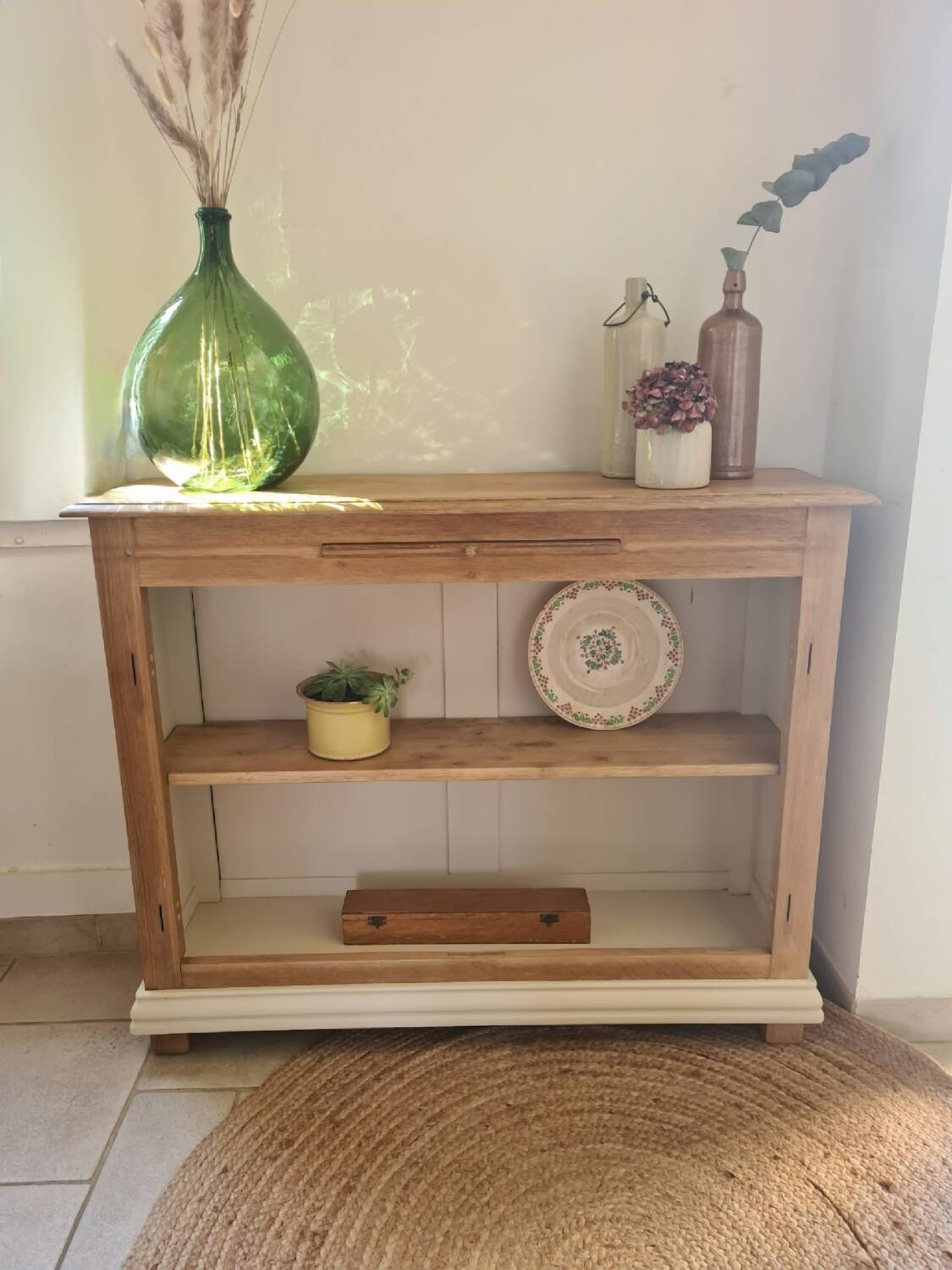Console or solid oak entrance furniture