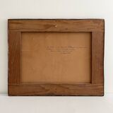 Old oil painting on canvas of a landscape by the pond.