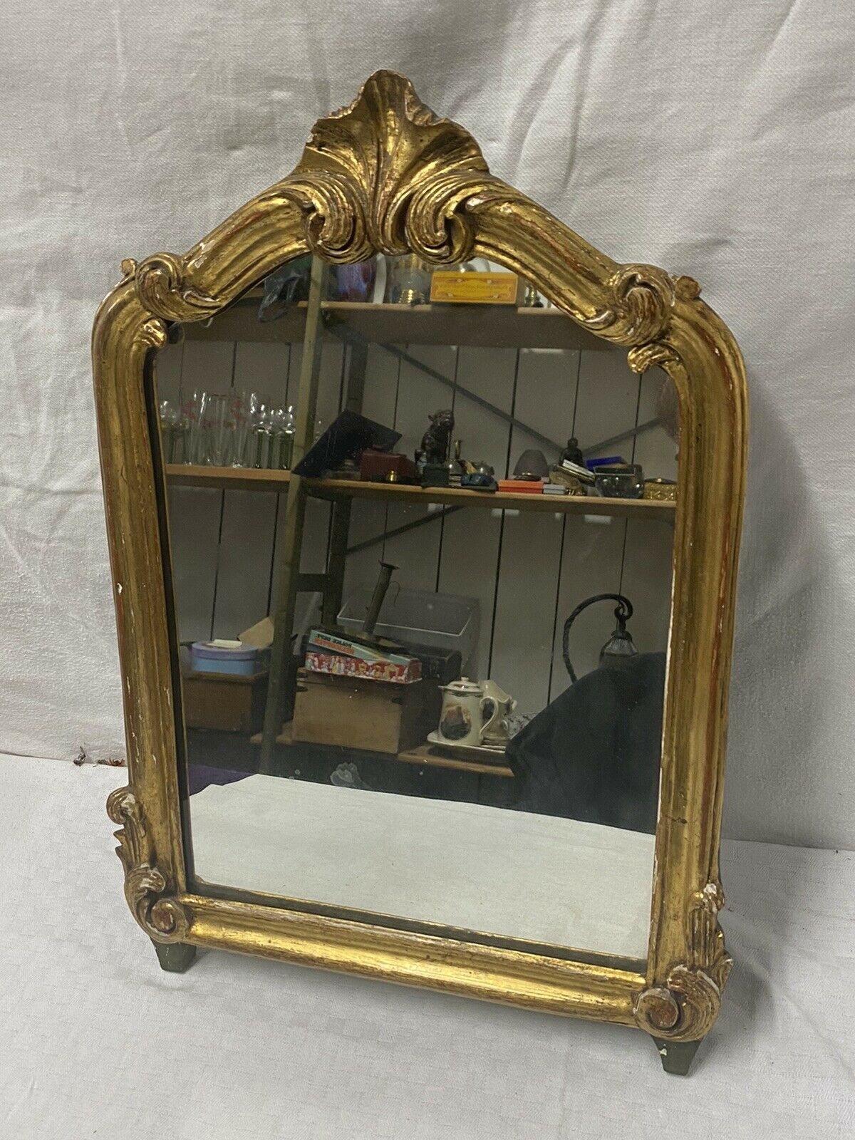 Wooden mirror and gilded stucco decoration palmette era Louis XV 18th 31x45cm