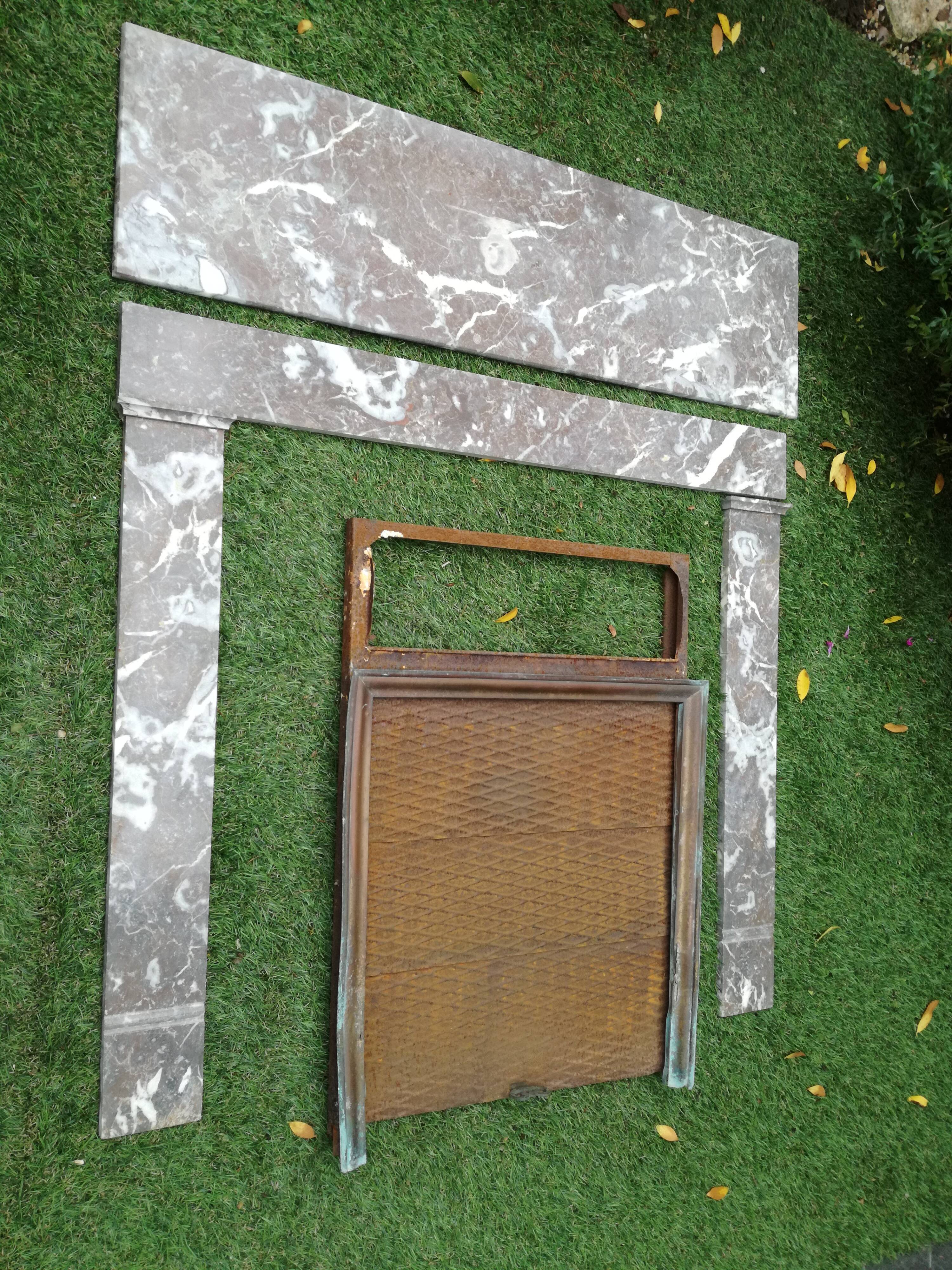 Grey marble fireplace