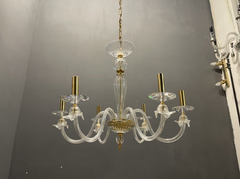 Lustre italien en verre de Murano