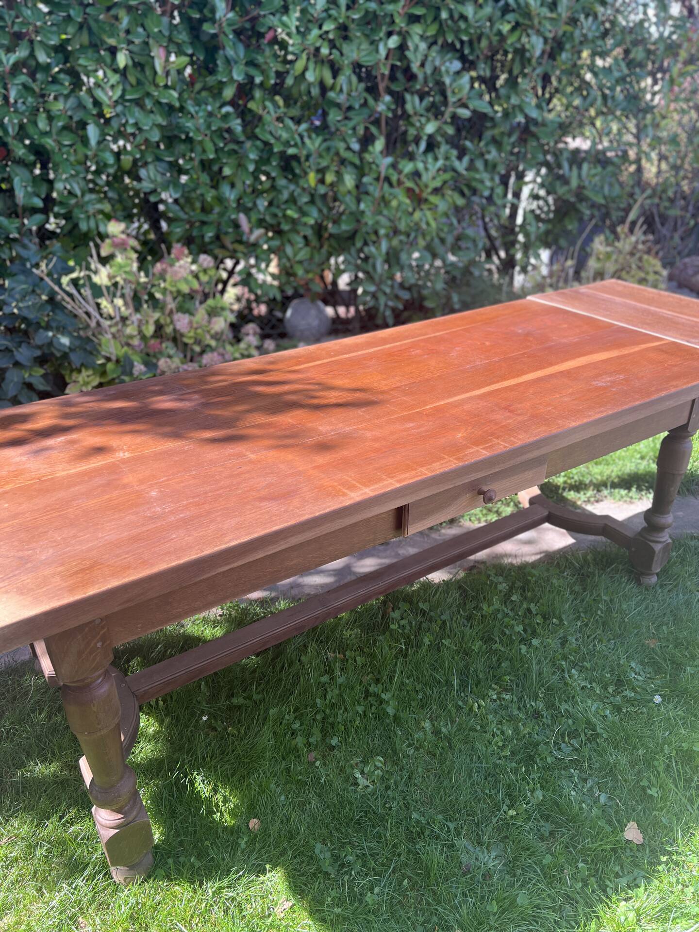 Solid oak farmhouse table with extensions