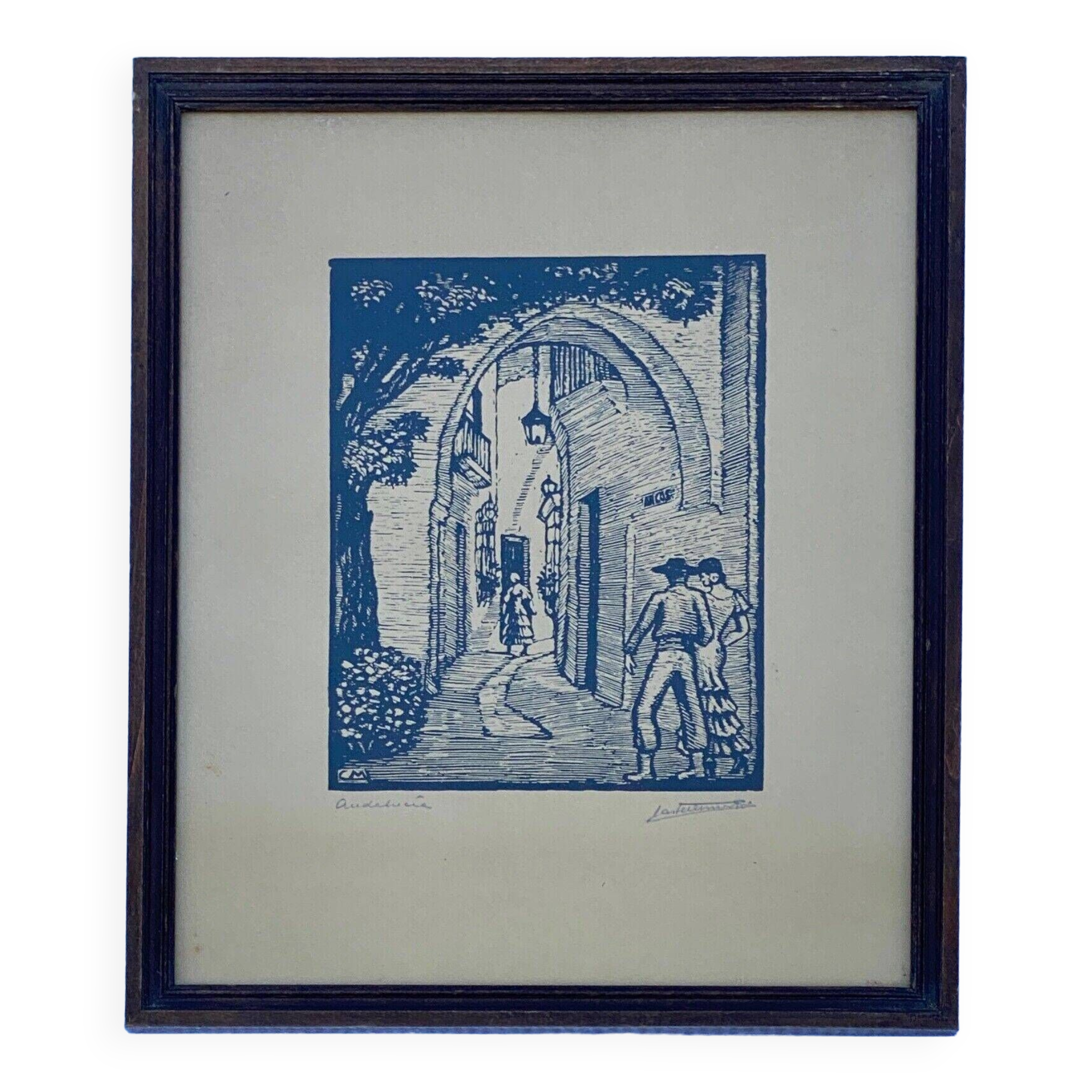 Lithograph Spain Andalucia signature to identify early 20th century
