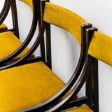 Set 6 chaises tissu jaune bois 1960s vintage modernisme