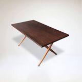 AT-303 Sawbuck oak dining table by Hans Wegner for Andreas Tuck 1950s